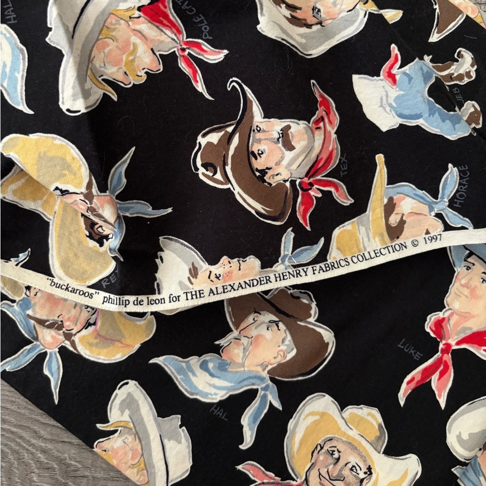✨ RARE ✨ Vintage Alexander Henry Buckaroos Fabric 48” Piece - Picture 2 of 2
